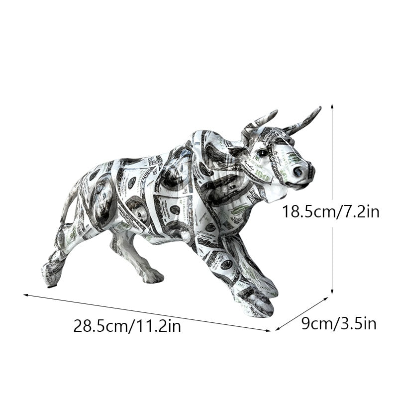 Vivolux | Graffiti-Malerei Harz Bull Figuren Home Wohnzimmer Schlafzimmer Büro Desktop Feng Shui Ornamente Sammlung Statuen