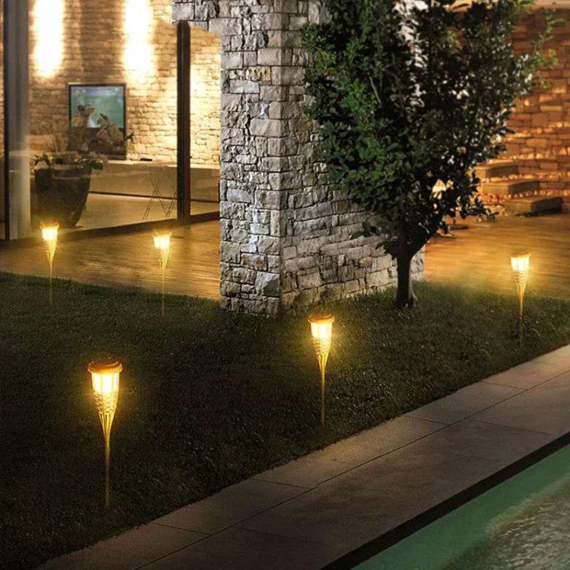Vivolux | Solar-Fackel 5er-Set | Flammenoptik LED Gartenleuchten | Solarbetrieben | Dekoratives Licht für Außen
