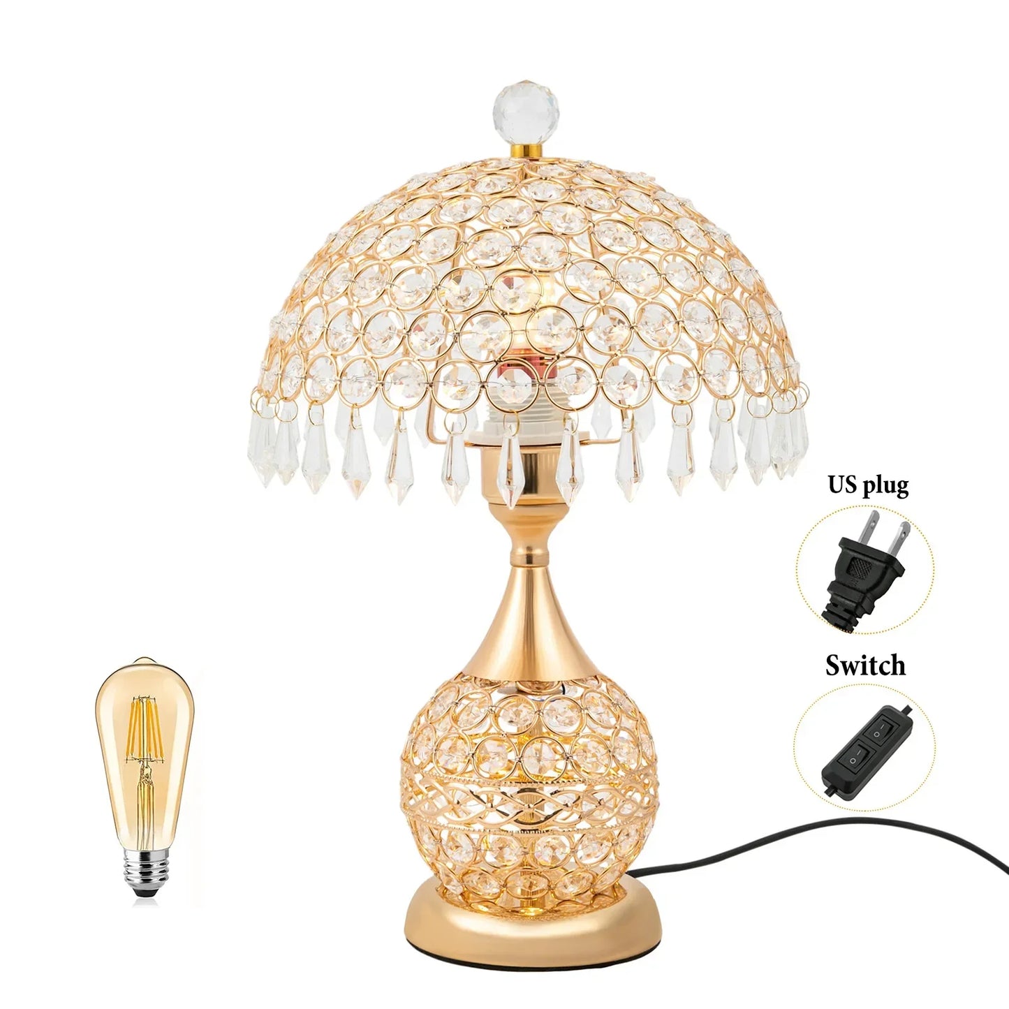 Vivolux | Moderne Kristall Luxus Dekorative Nachttischlampe