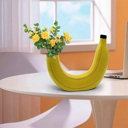 Vivolux | Bananenvase, Blumenvase aus Kunstharz, niedliche Bananenform, dekorative Tischvase für Blumenarrangements, Wohnzimmer, Schlafzimmer, Heimdekoration