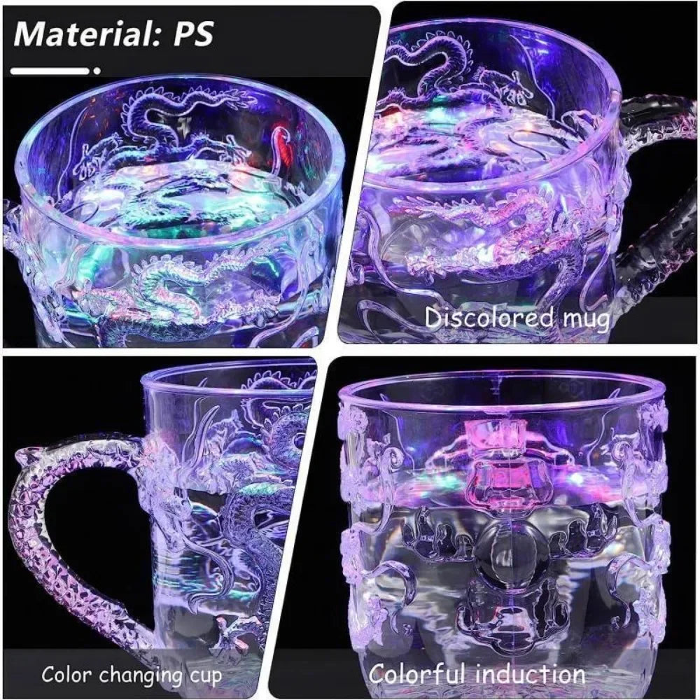 Vivolux | 1 Stück Farbwechsel Leuchtende LED Drachen Tasse Wasser Aktiviert Lichter Bier Kaffee Milch Tee Wein Whiskey Bar Becher Reise Kreatives Geschenk