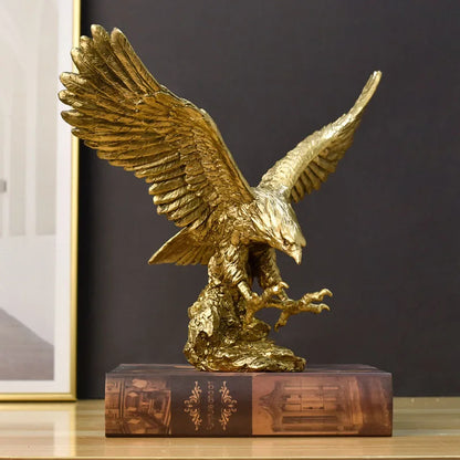 Vivolux | Resin Goldener Adler Statue Kunst Tier Modell Sammlung Ornament Zuhause Büro Schreibtisch Feng Shui Dekor Figuren einfach