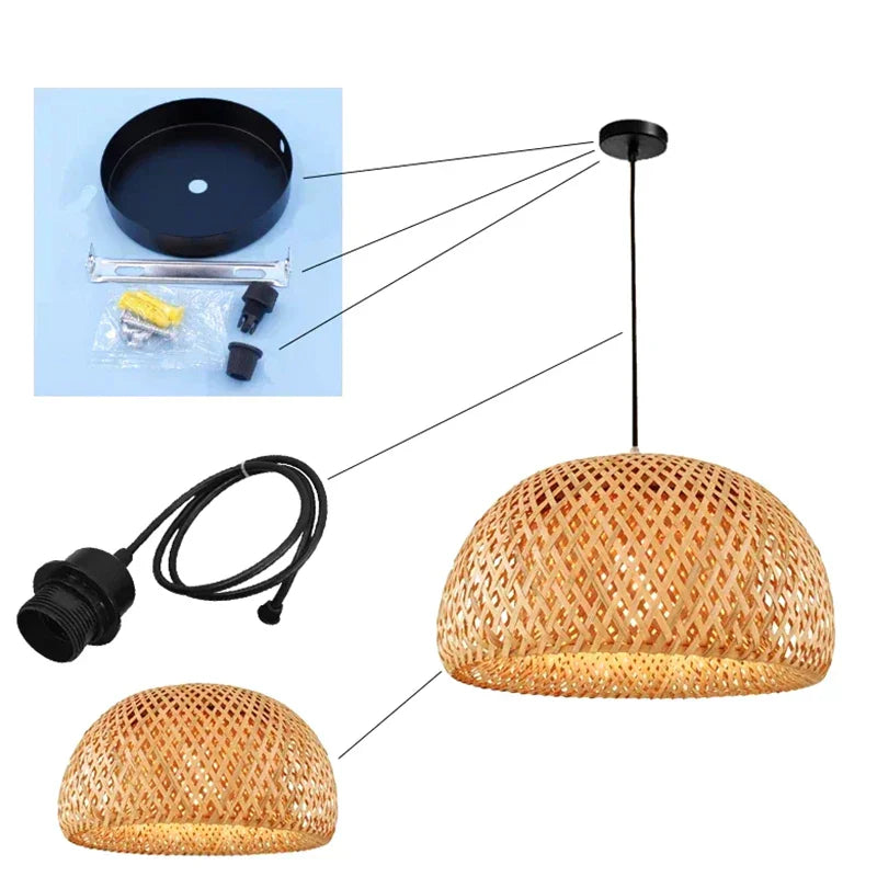 Vivolux | Luxora Handgewebte Bambus Pendelleuchte - Umweltfreundliche Deckenlampe