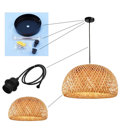 Vivolux | Luxora Handgewebte Bambus Pendelleuchte - Umweltfreundliche Deckenlampe