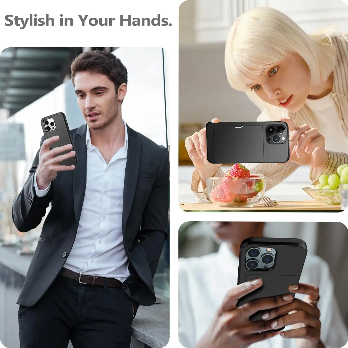 Vivolux | LuxShield iPhone-Hülle mit Kartenhalter | Schlankes Design | Kartenaufbewahrung | Schutz & Stil