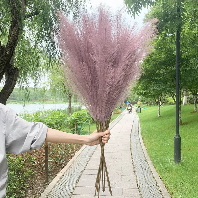 Vivolux | 5 Stück 100 cm Künstliches Pampasgras Trockenrohr Blumenstrauß Hochzeitsfeier Dekoration Zuhause Raum DIY Künstliche Pflanzen Dekorationsbedarf