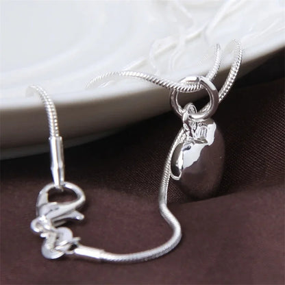 925 Sterling Silber Solide Kleine Herzanhänger Halskette 16-30 Zoll Schlangenkette Für Frauen Hochzeit Charm Mode Schmuck