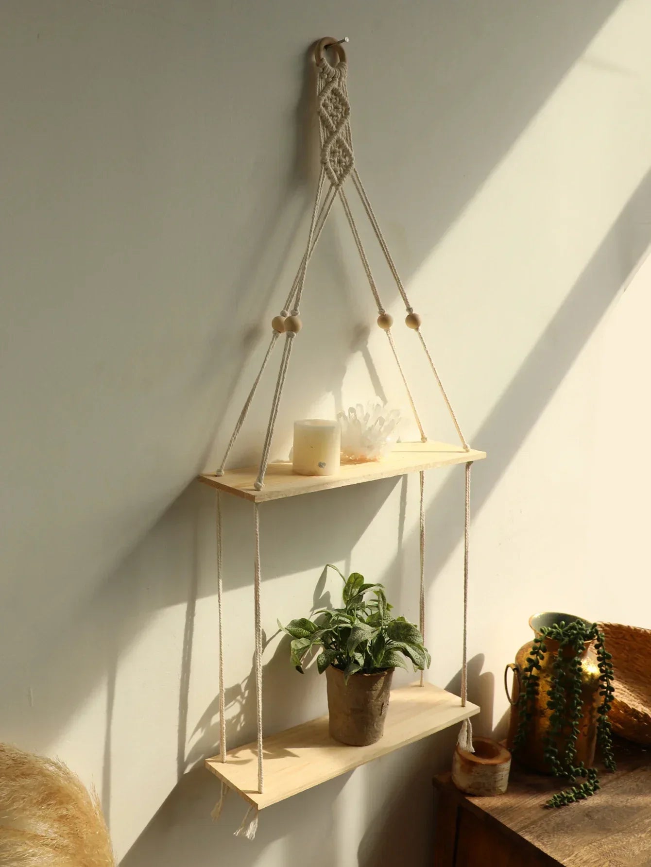 Vivolux | Wandregal – Holz – Hängeregale – Boho-Heimdekoration – Raumdekoration