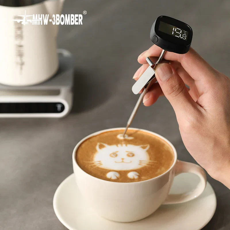 Vivolux | MHW-3BOMBER Digitales, sofort ablesbares Kaffeethermometer für Latte Art Pen, Milchaufschäumkrug, schickes Barista-Küchenzubehör für zu Hause
