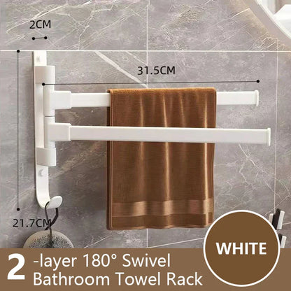 Vivolux | Badezimmer Handtuchhalter drehbarer Handtuchhalter Raum Aluminium 1/2/3/4/5-Stangen Handtuchhalter Küchenregal Küchenhängeregal wandmontiert