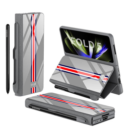 Vivolux | Stoßfeste Rüstungshülle Hülle Glas Abdeckung Ständer Einfügkarte Lederhülle für Samsung Galaxy Z Fold 5/4