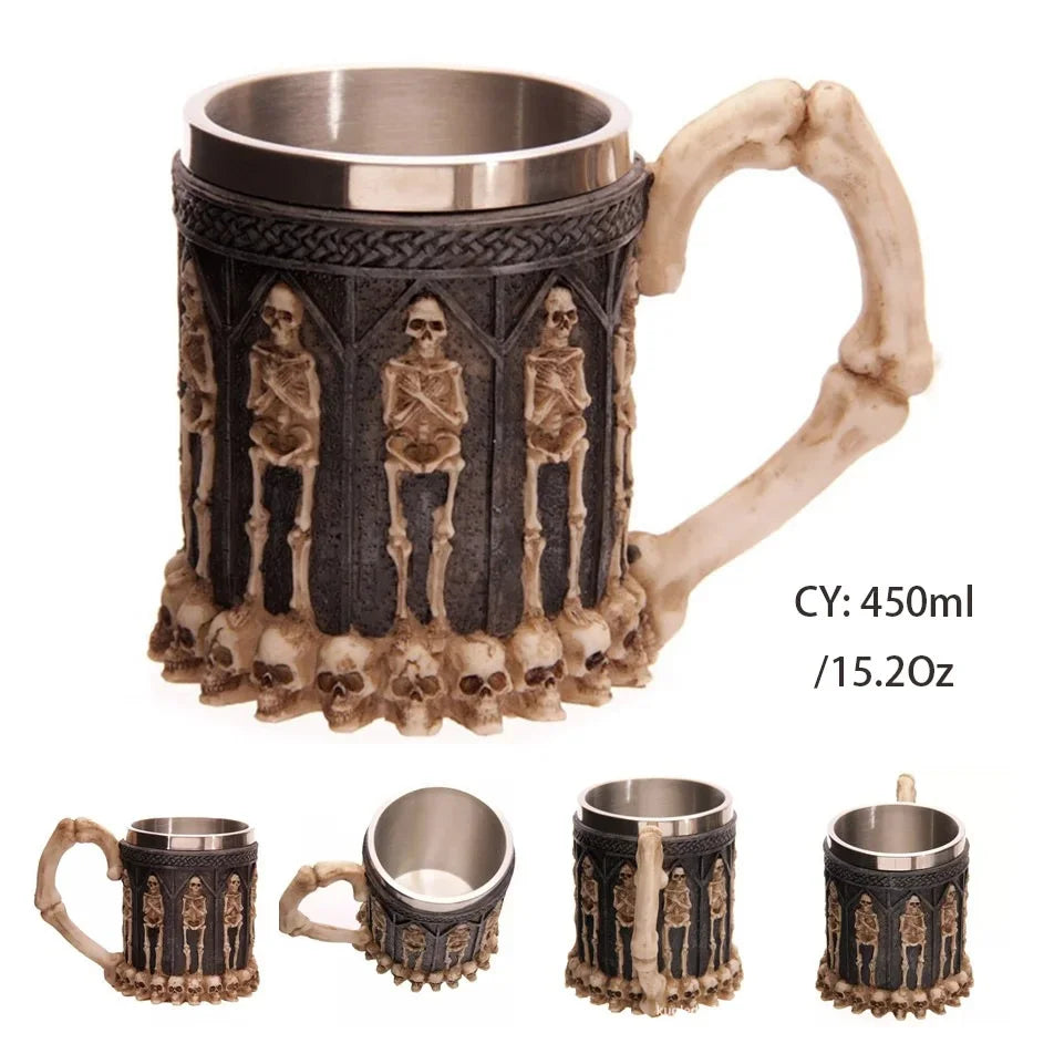 Vivolux | Mittelalterlicher Drachenharz-Edelstahlbecher als Kaffeebecher oder Teebecher