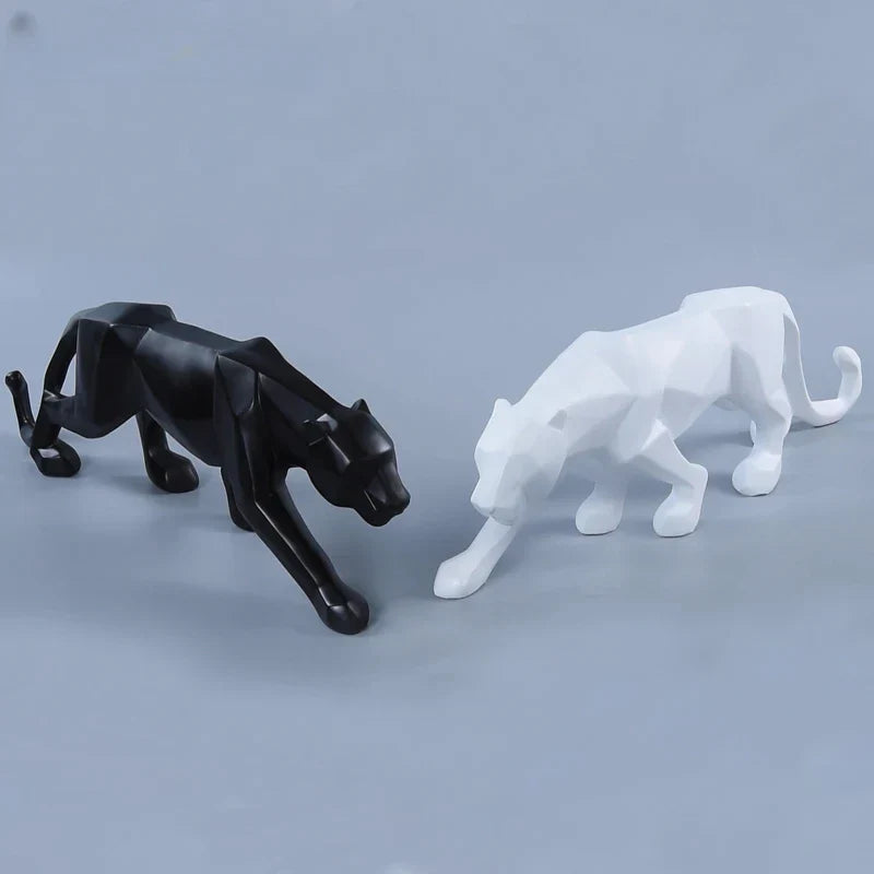 Vivolux | Panther-Statue, Tierfigur, abstrakter geometrischer Stil, Kunstharz, Leopardenskulptur, Heimbüro, Desktop-Dekoration, Kunsthandwerk