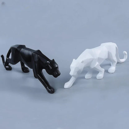 Vivolux | Panther-Statue, Tierfigur, abstrakter geometrischer Stil, Kunstharz, Leopardenskulptur, Heimbüro, Desktop-Dekoration, Kunsthandwerk