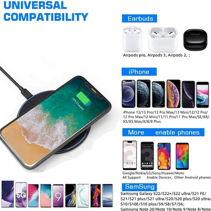 Vivolux | 30W Schnelles kabelloses Ladepad | Premium USB C Ladekabel MagSafe Ladegerät für Apple iPhone, Samsung & Android - Fast Wireless Charging Pad