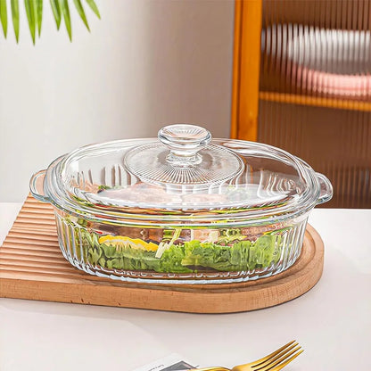 Vivolux | 4-teilige Glas-Auflaufform, Set mit 2 Auflaufformen mit Glasdeckeln, 1,9 Qt und 3 Qt