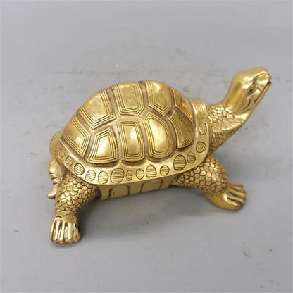 Vivolux | Brass Feng Shui Schildkröte Statue Glückliches Tier Skulptur für Langlebigkeit Haus Büro Dekoration Figürchen Geschenk Studienornament