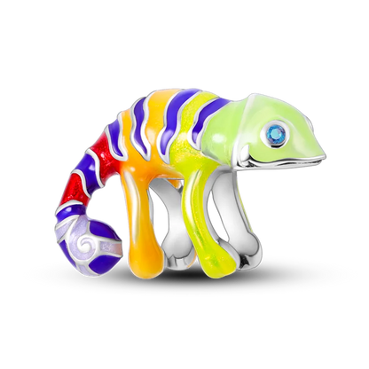 925 Silber Goldener Leopard Charms Perlen Bunte Chamäleon Nashorn Löwe Skarabäus Katze Anhänger Passend für Original Pandora Armband Schmuck