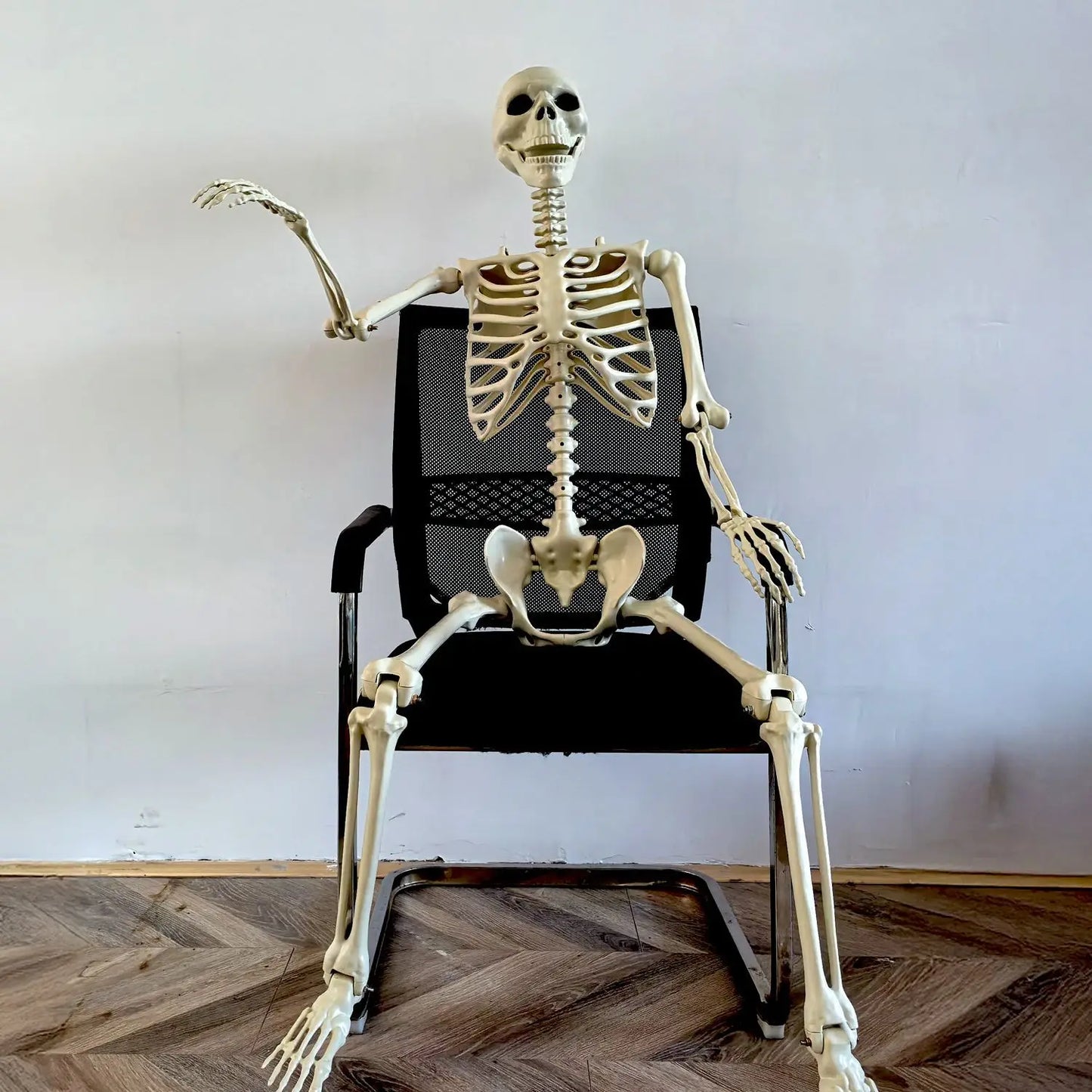 Vivolux | Bewegliches menschliches Skelett 90–165 cm — realistische Dekoration für Halloween- und Horrorpartys