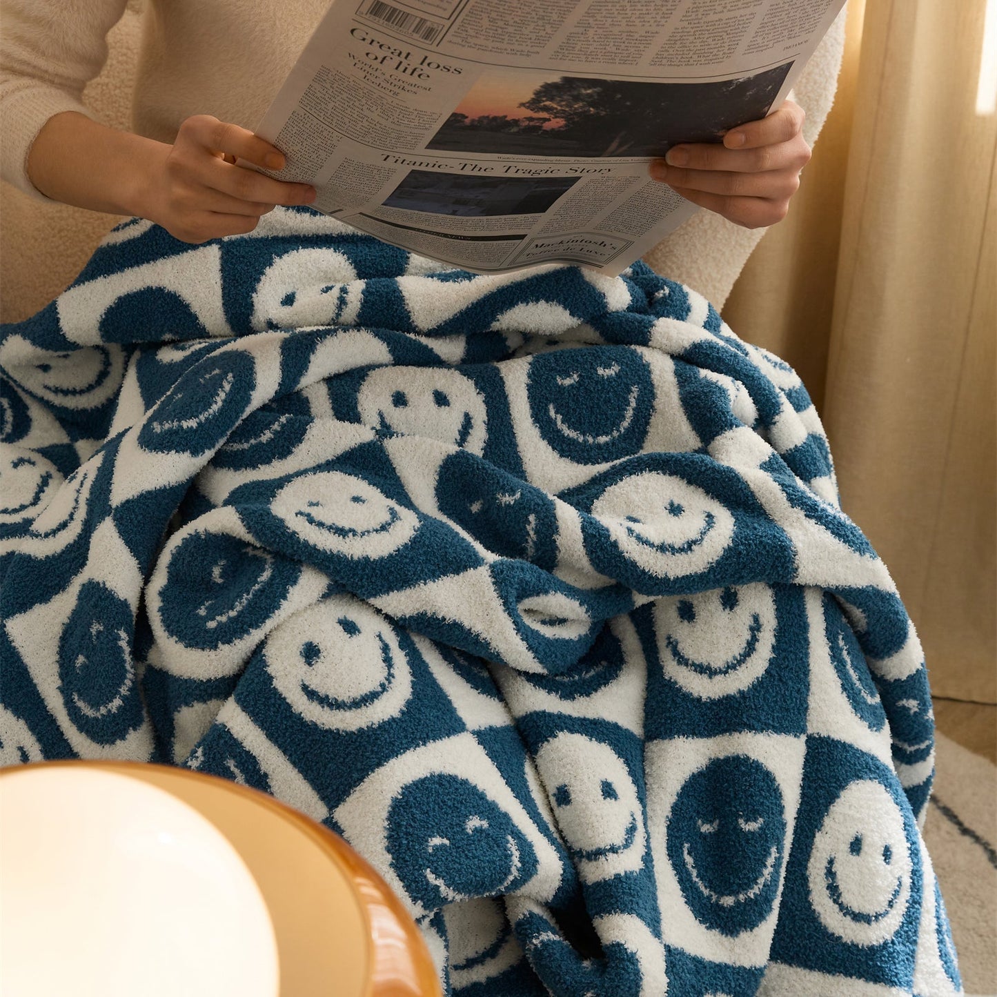 Vivolux | Smiley Kariert Decke