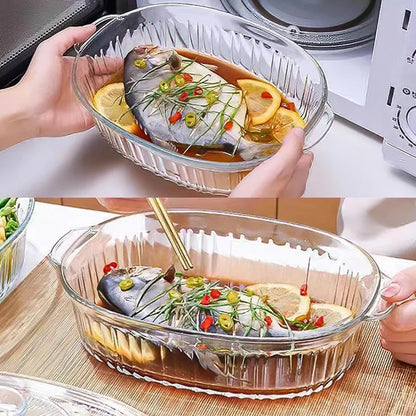 Vivolux | 4-teilige Glas-Auflaufform, Set mit 2 Auflaufformen mit Glasdeckeln, 1,9 Qt und 3 Qt