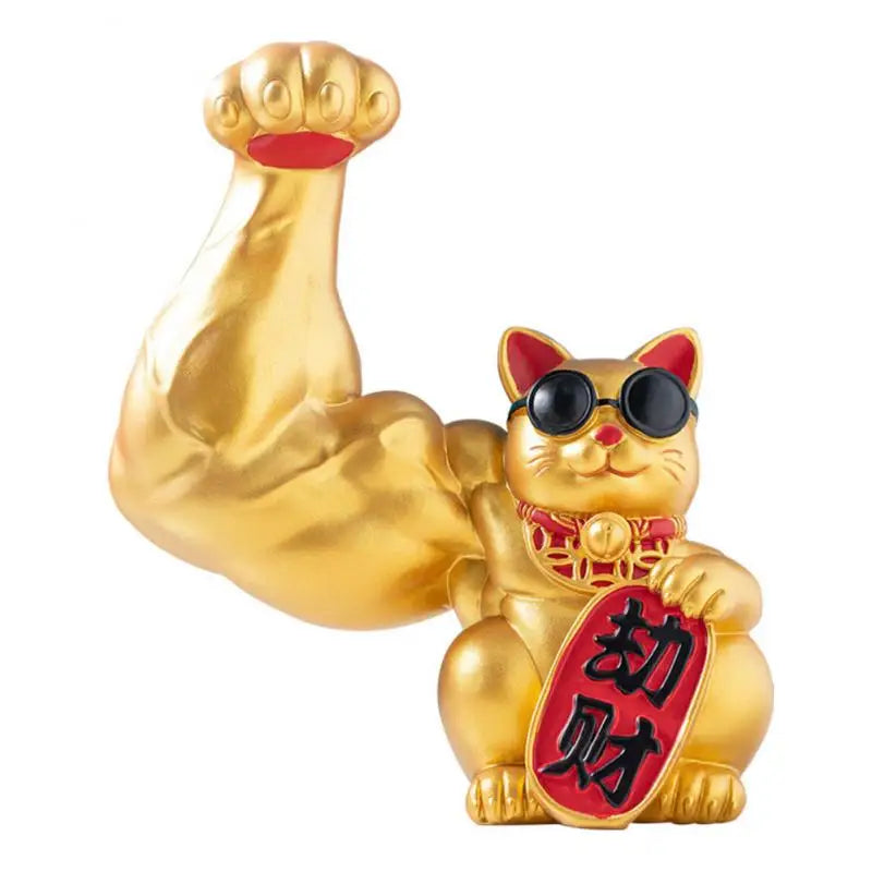 Vivolux | Große Hand, glücklicher Reichtum, winkende Katze, goldfarbene winkende Handkatze, Heimdekoration, willkommene winkende Katze, Skulptur, Statue, Dekor, Auto-Ornament, Shop-Geschenk