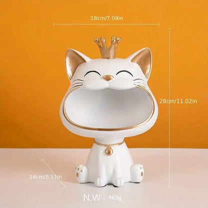 Vivolux | Fortune Crown Big Mouth Cat Eingang Schlüsselablage Dekoratives Ornament, Licht Luxus Einweihungsgeschenk Skulptur