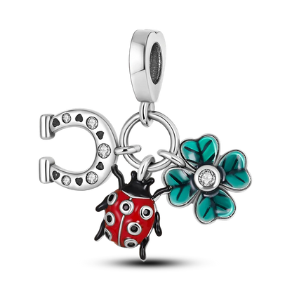 Vivolux | 925 Silber Goldener Leopard Charms Perlen Bunte Chamäleon Nashorn Löwe Skarabäus Katze Anhänger Passend für Original Pandora Armband Schmuck