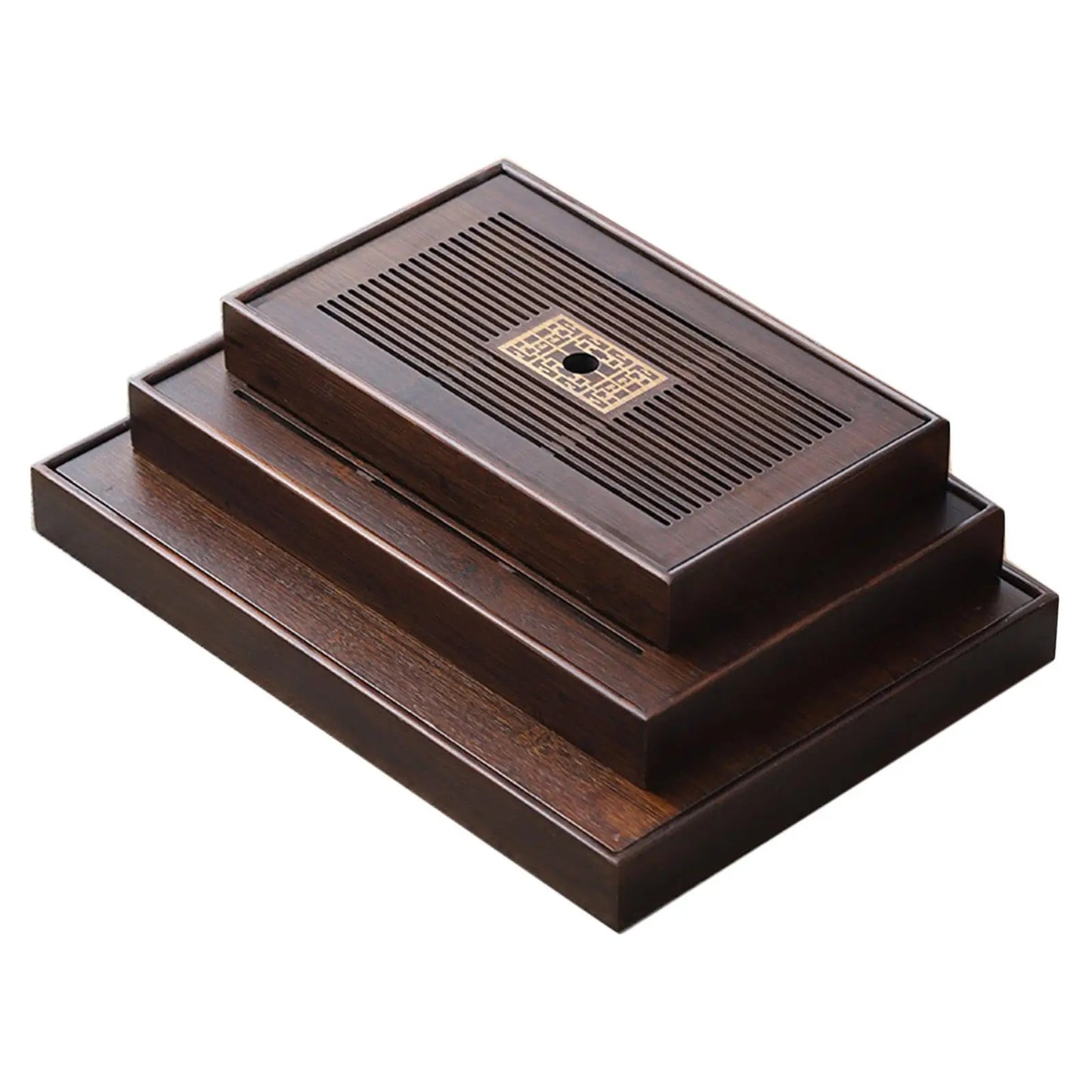 Vivolux | Chinese Tea Tray with Water Storage Box Durable Simple Drainage Type Plate Tea Serving Tray for Teahouse Home Household Office