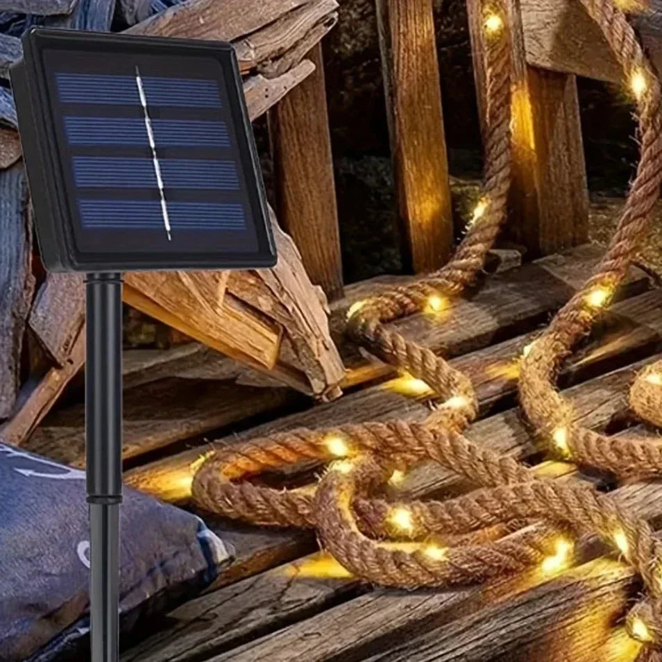Vivolux | SolarRope | Solarbetriebenes Hanfseillicht | Nachhaltige Dekobeleuchtung für Garten & Terrasse