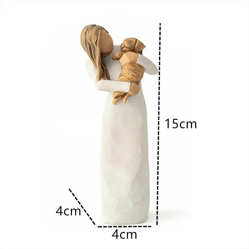 Vivolux | Statuette aus Kunstharz, Menschen, Familienfiguren, Skulptur, Figuren für Heimdekoration, Tischdekoration, Wohnzimmer, Engel, Umarmung, Hund, Vater, Kind