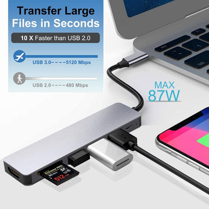 Vivolux | Thunderbolt 3 USB-C Hub mit HDMI, PD, SD/TF für MacBook Air M1 und iPad Pro