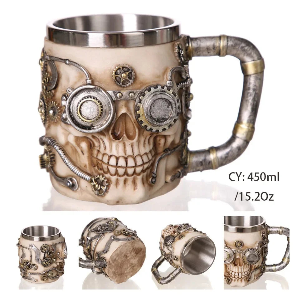 Vivolux | Mittelalterlicher Drachenharz-Edelstahlbecher als Kaffeebecher oder Teebecher