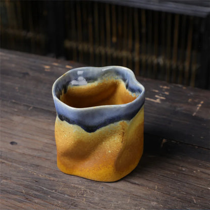 Vivolux | Unregelmäßige gedrehte Form Tasse 9,47 Unzen/280 ml Keramik Kaffee Teetasse ohne Griff Polychromatische kreative Keramik Tassen Kaffeetassen Retro