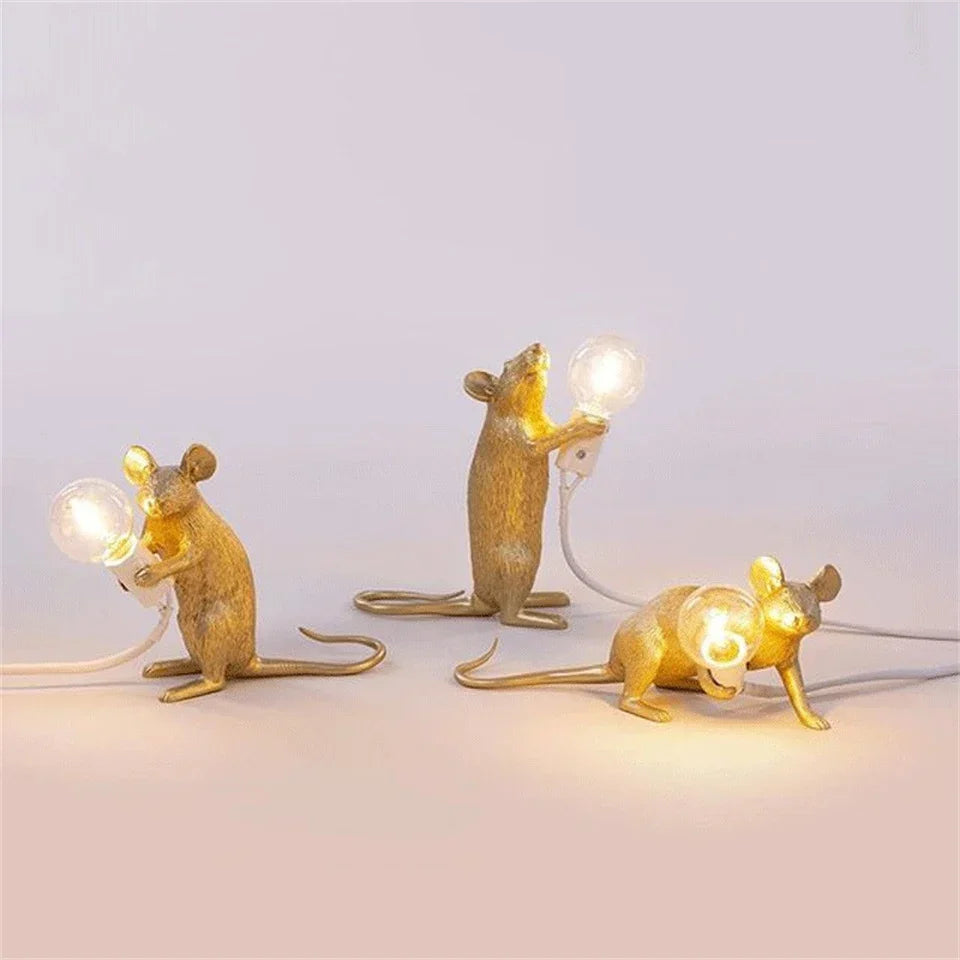 Vivolux | Moderne LED Tier Tischlampen: Harz Ratte, Katze und Eichhörnchen Nachtlichter