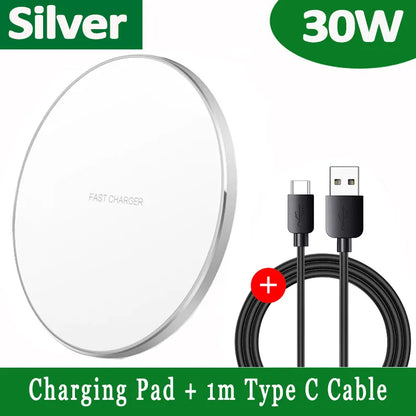 Vivolux | 30W Schnelles kabelloses Ladepad | Premium USB C Ladekabel MagSafe Ladegerät für Apple iPhone, Samsung & Android - Fast Wireless Charging Pad