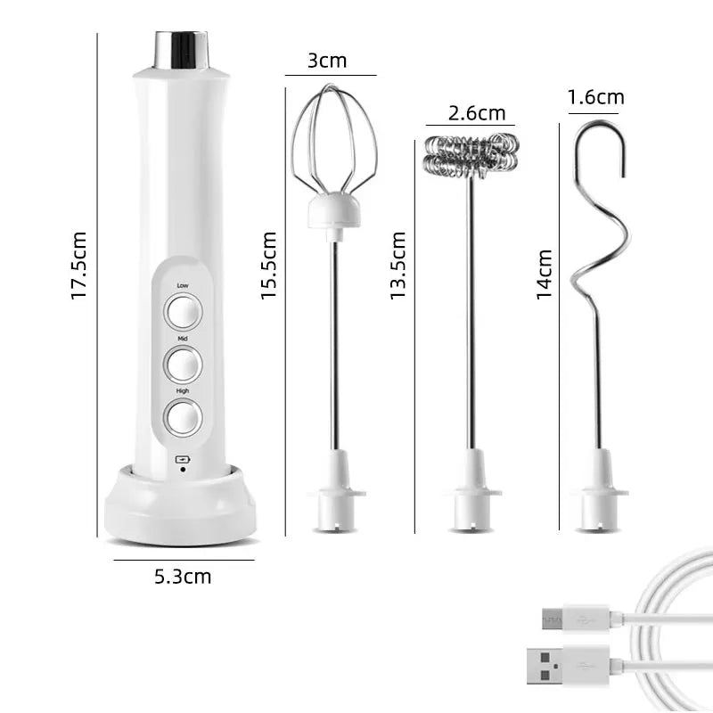Vivolux | 3 In 1 Elektrischer Milchaufschäumer Wiederaufladbarer Milchschaumhersteller Handheld Aufschäumer Hohe Geschwindigkeiten Milchaufschäumer Getränkemischer Kaffee