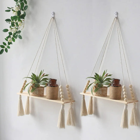 Vivolux | Wandregal – Holz – Hängeregale – Boho-Heimdekoration – Raumdekoration