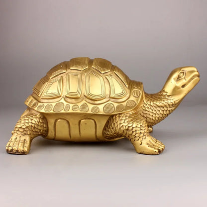 Vivolux | Brass Feng Shui Schildkröte Statue Glückliches Tier Skulptur für Langlebigkeit Haus Büro Dekoration Figürchen Geschenk Studienornament