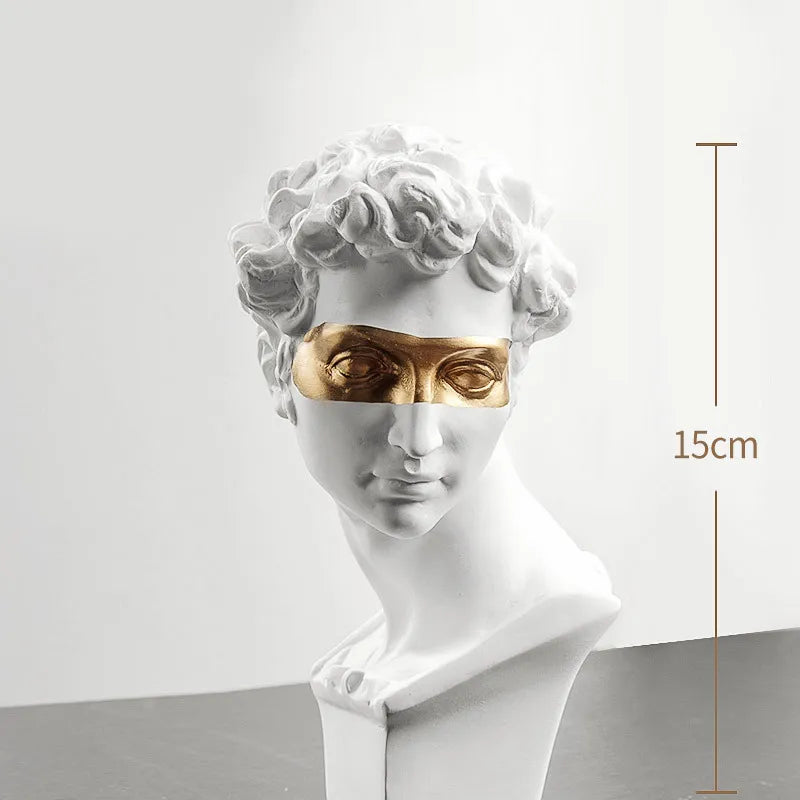 Vivolux | Statuen zur Dekoration, 15 cm, David, Couchtisch, Heimdekoration, Ornamente, Zimmerbüste aus Gips, weißes Harz, dekorative Kunstskulptur