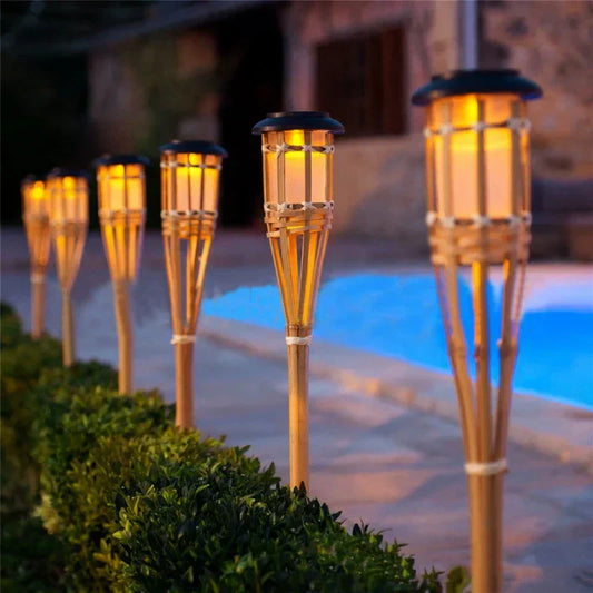 Vivolux | Solar-Fackel 5er-Set | Flammenoptik LED Gartenleuchten | Solarbetrieben | Dekoratives Licht für Außen