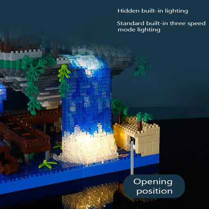 Vivolux | Antike Architektur Pfirsichblüten Teich Schloss Mädchen Modell Baustein Montage Kinderspielzeug mit hohem Schwierigkeitsgrad