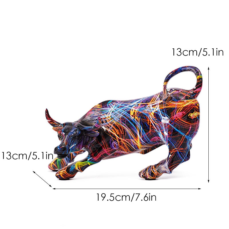 Vivolux | Graffiti-Malerei Harz Bull Figuren Home Wohnzimmer Schlafzimmer Büro Desktop Feng Shui Ornamente Sammlung Statuen