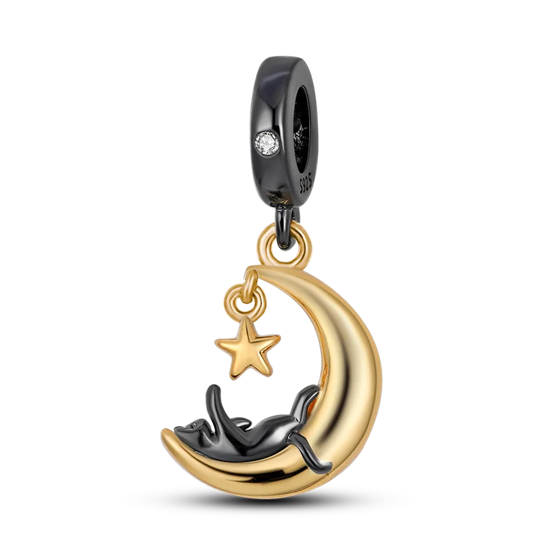 Vivolux | 925 Silber Goldener Leopard Charms Perlen Bunte Chamäleon Nashorn Löwe Skarabäus Katze Anhänger Passend für Original Pandora Armband Schmuck