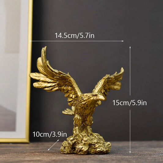 Vivolux | Resin Goldener Adler Statue Kunst Tier Modell Sammlung Ornament Zuhause Büro Schreibtisch Feng Shui Dekor Figuren einfach