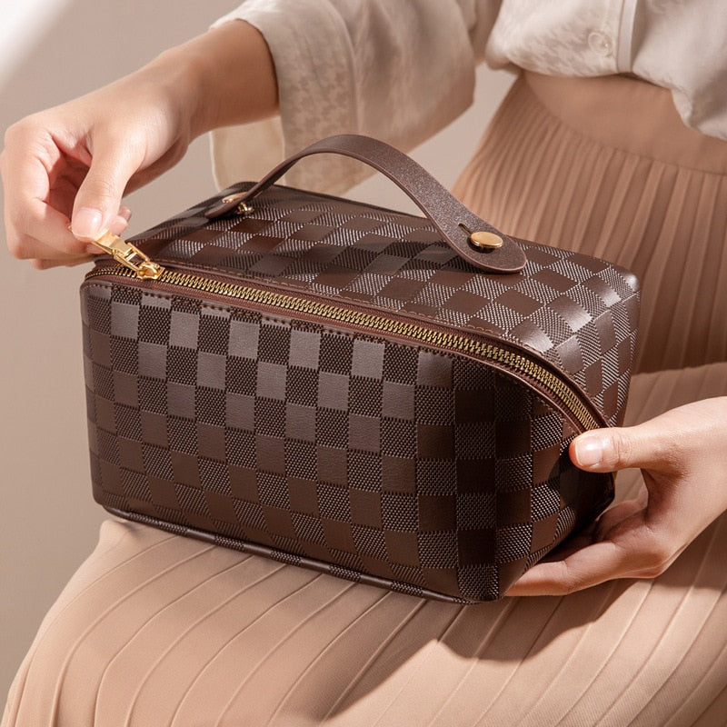 Vivolux |  Luxus Checkered Make-up Kosmetiktasche