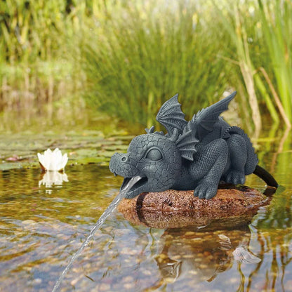 Vivolux | Wasserspeiender Drachenstatue aus Harz Wetterfeste Realistische Wassersprühszenen Harz Gartendekoration