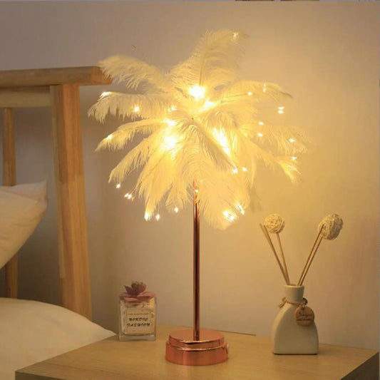 Vivolux | LED Feder Tischlampe Nachtlicht USB betrieben Fernbedienung Nachttischelampen
