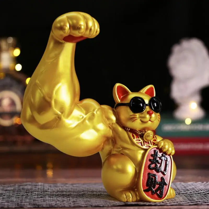 Vivolux | Große Hand, glücklicher Reichtum, winkende Katze, goldfarbene winkende Handkatze, Heimdekoration, willkommene winkende Katze, Skulptur, Statue, Dekor, Auto-Ornament, Shop-Geschenk