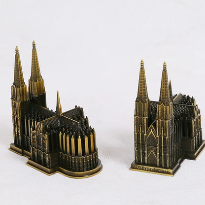 Vivolux | Cologne Cathedral Model Metal Antique Bronze Germany Kölner Dom Building Figurine World Famous Landmark Architecture Decoration